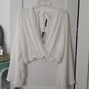 Flute sleeve wrap crop top